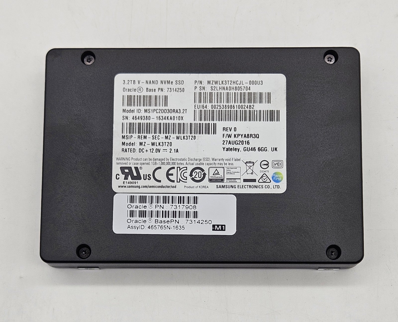 Samsung MZ-WLK3T20 PM1725  3.2TB TLC PCI-E 3.0 x4 NVMe U.2 2.5" SSD1