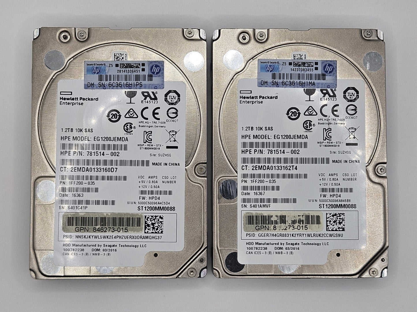 LOT OF 2 Seagate 1.2TB 10000RPM SAS 12Gbps 128MB 2.5" Hard Drive ST1200MM00880