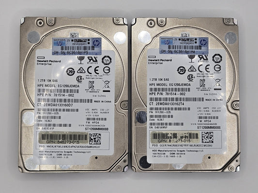LOT OF 2 Seagate 1.2TB 10000RPM SAS 12Gbps 128MB 2.5" Hard Drive ST1200MM00880