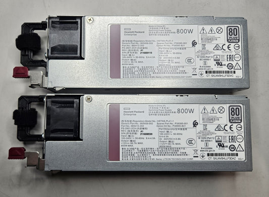 LOT OF 2 HP 800W Flex Slot 80 Plus Platinum Hot Plug Power Supply P39385-0010