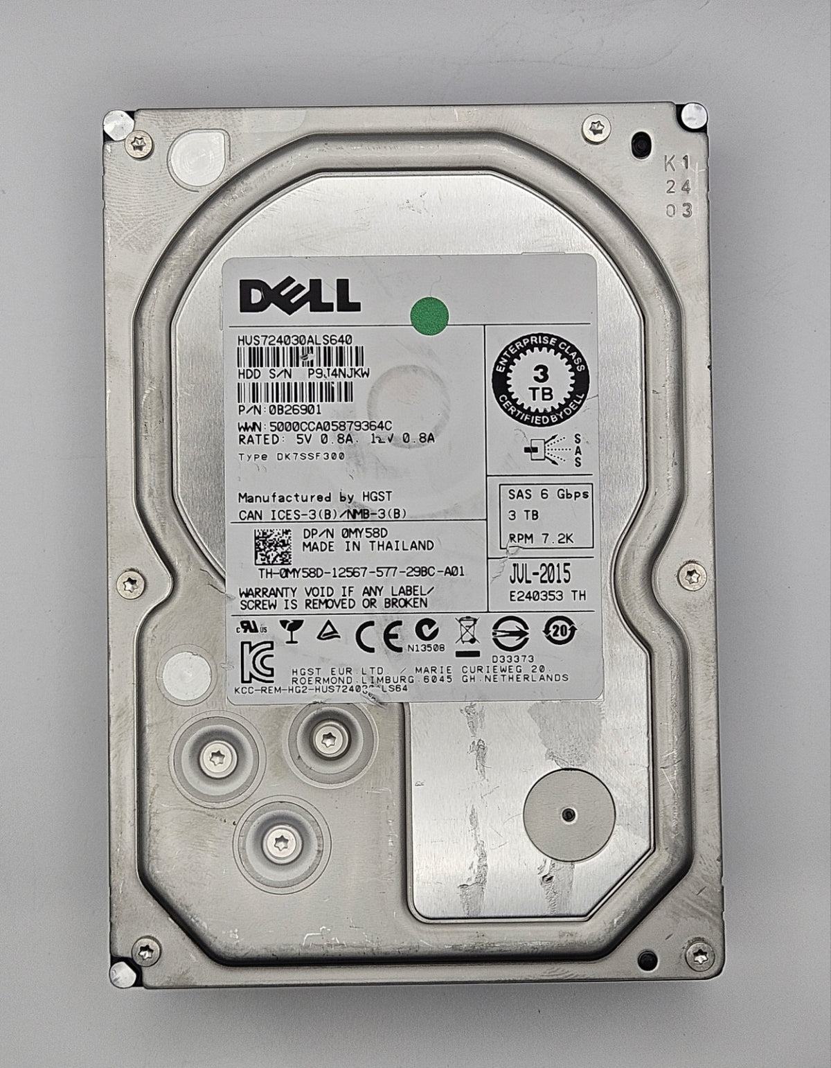 Dell Hatachi MY58D Ultrastar 3TB 7200RPM SAS 6Gb 3.5" Hard Drive HUS724030ALS6401