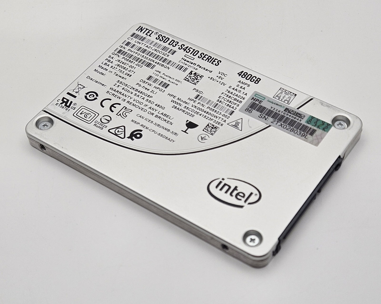 Intel DS-S4510 480GB SATA 6Gbps Read Intensive 2.5" SSD SSDSC2KB480G8P Health97%0