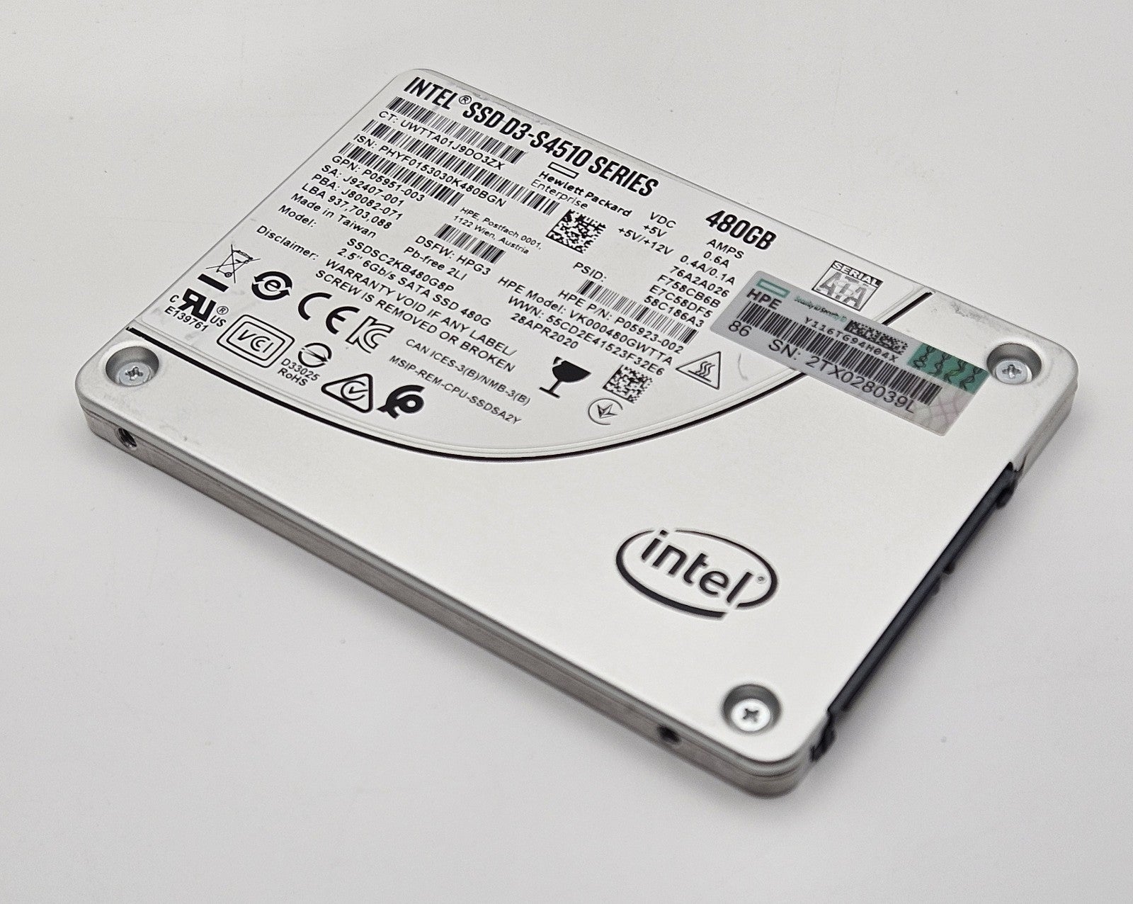 Intel DS-S4510 480GB SATA 6Gbps Read Intensive 2.5" SSD SSDSC2KB480G8P Health97%0