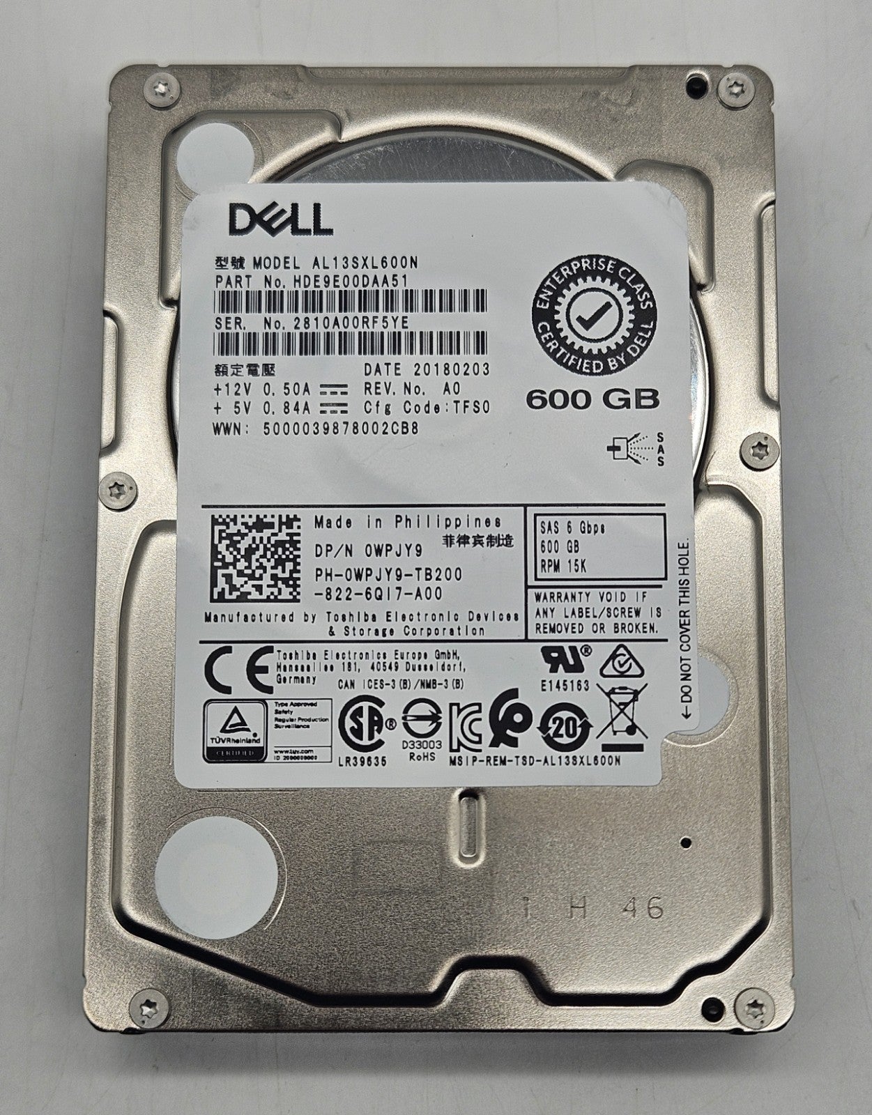 Toshiba 600GB 15000RPM SAS 6Gbps 2.5" Hard Drive AL13SXL600N1