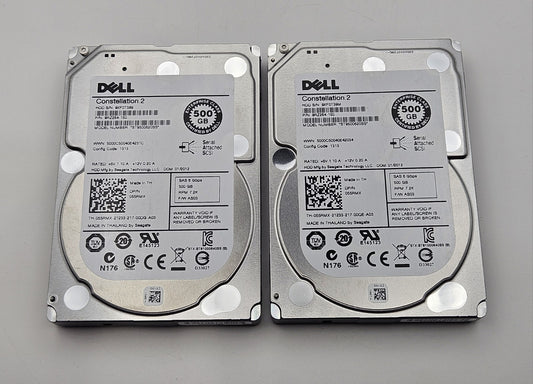 LOT OF 2 Seagate 500GB 7200RPM SAS 6Gbps 64MB Cache 2.5" Hard Drive ST9500620SS0