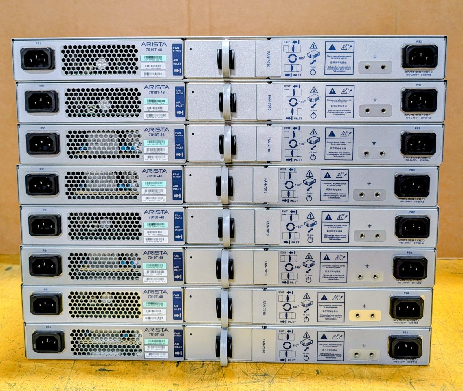LOT OF 8 Arista 7010T-48 48-Port GbE & 4-Port SFP+ Network Switch DCS-7010T-481