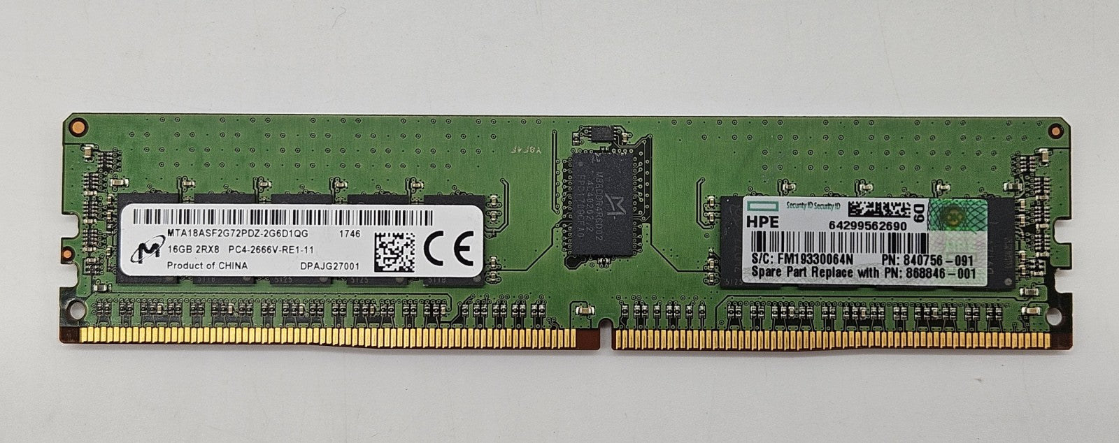Micron 16GB PC4-21300 DDR4-2666MHz REG ECC Server Memory MTA18ASF2G72PDZ-2G6D10