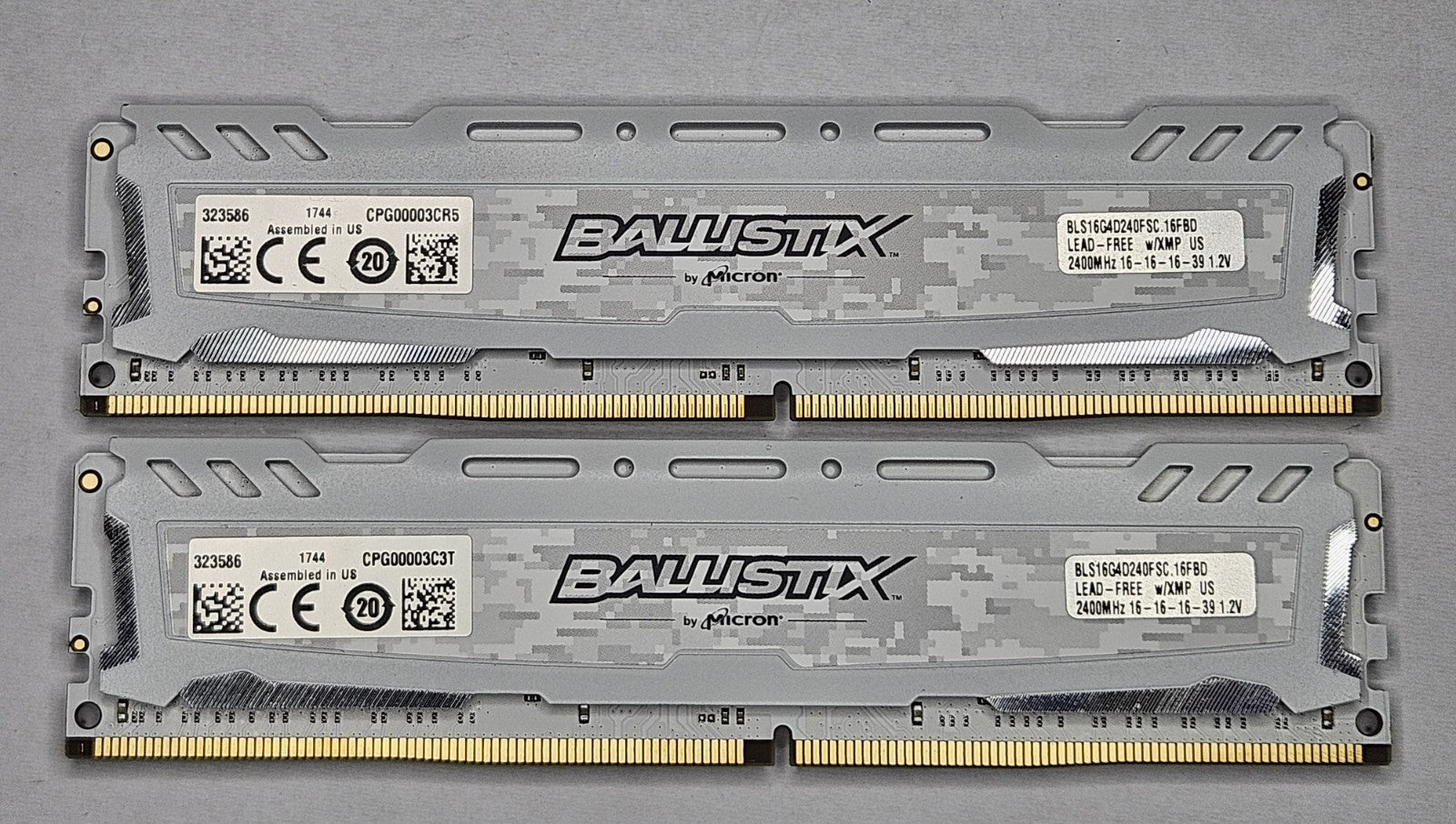 LOT OF 2 Ballistix Sport 16GB PC4-19200 DDR4-2400MHz Desktop RAM BLS16G4D240FSC0