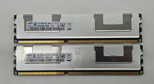 LOT OF 2 Samsung 16GB PC3L-8500R DDR3-1066 REG ECC Server RAM M393B2K70CM0-YF80