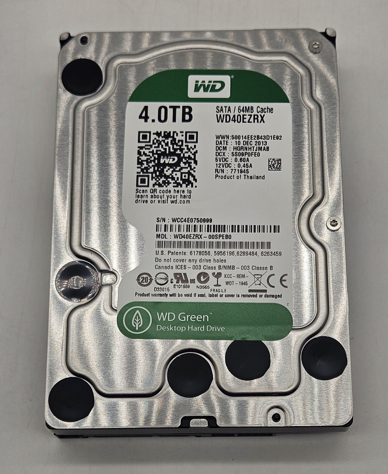 Western Digital reen 4TB 5400RPM SATA 6Gbps 64MB Cache 3.5" Hard Drive WD40EZRX1
